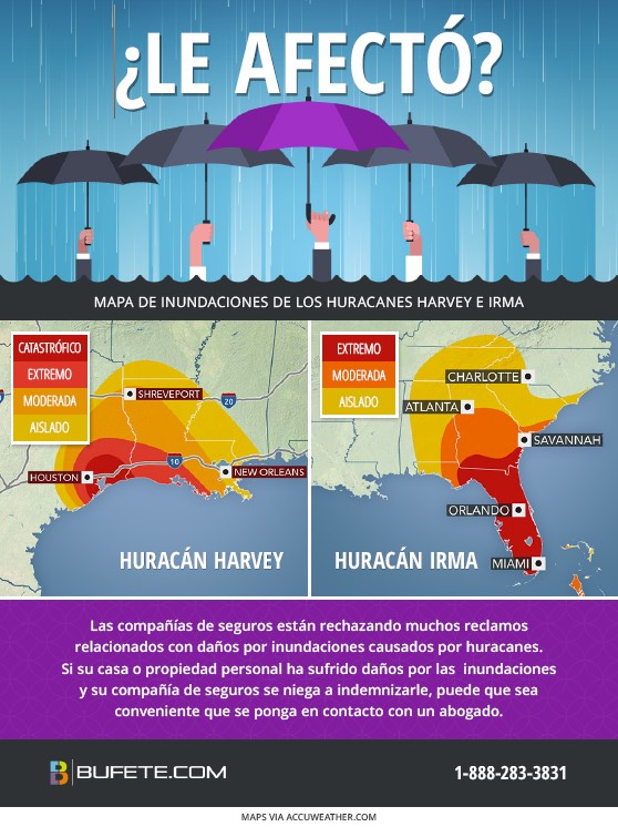 Flood Map of Florida and Louisianna_Huricane Irma and Harvey | Bufete | Hurricane Lawyers